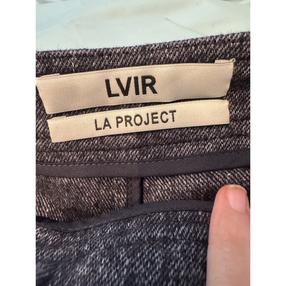 LVIR LA Project Mélange Denim Mini Skirt Blue Sz M Zip Fly Mid Wash Pockets NWT - Picture 15 of 15